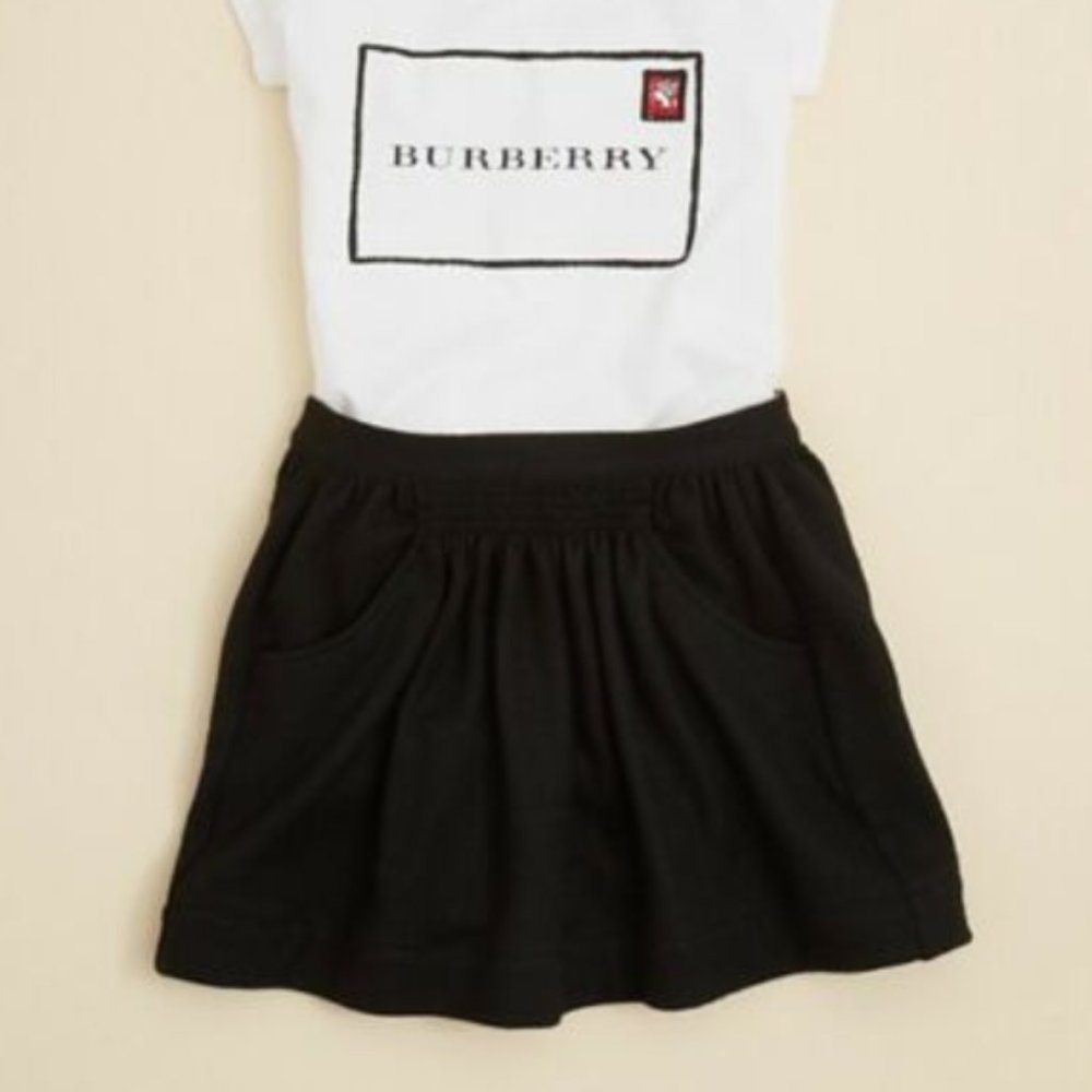 Burberry Zip Front Pocket Cotton Mini Black Skirt